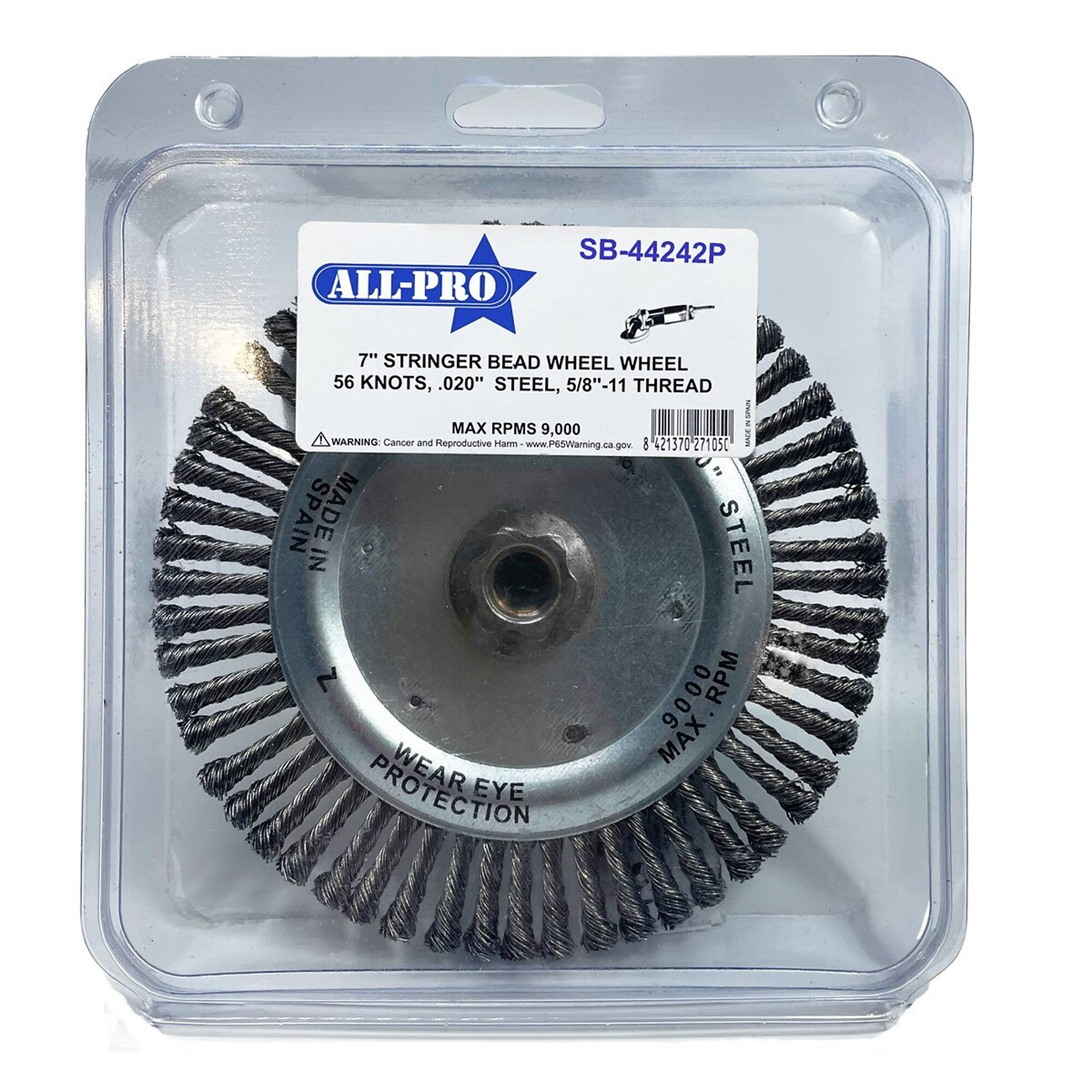 AllPro, Stringer Bead Wheel, 7in., Wheel Diameter 7 in, Arbor Size 5/8 Wheels (qty.) 1 Model# ALPSB44242P